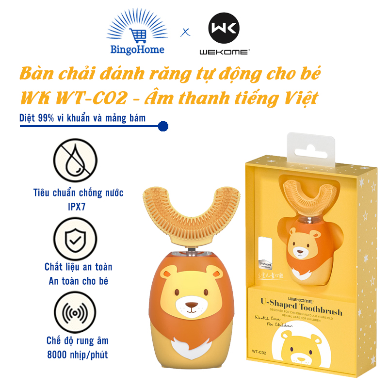 Bàn chải đánh răng tự động cho bé wk wt-c02 - bh 6 tháng