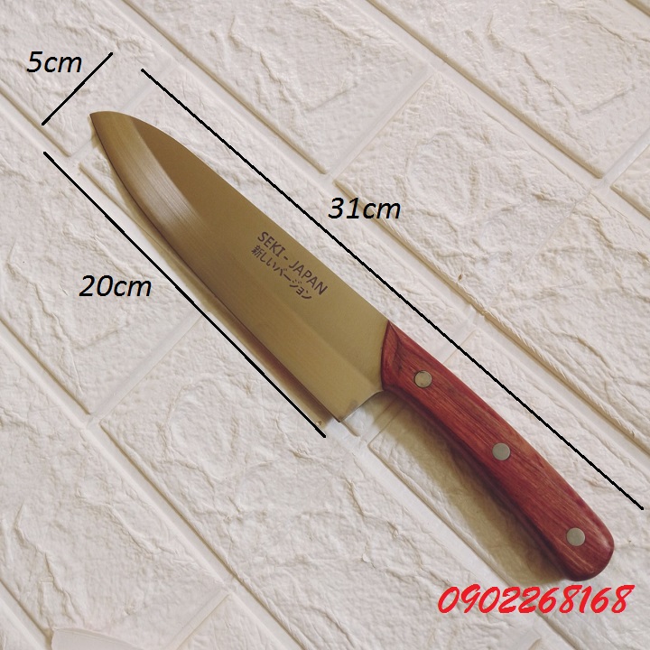 Dao thái thịt Nhật Bản Seki, thép không gỉ, siêu sắc bén, cán gỗ cầm chắc chắn, dài 31cm