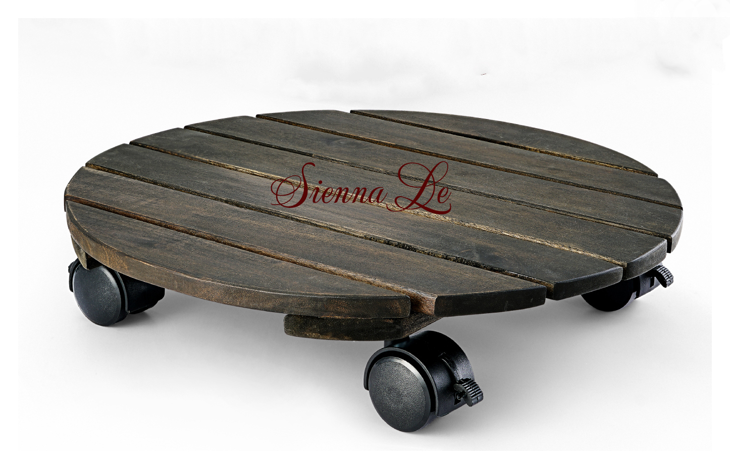 [Sienna Le] Đế Lót Tròn Nâng Chậu Cây Chậu Hoa Di Động Có Bánh Xe Xoay 360, Đế Gỗ Màu Đen Đường Kính 35 cm