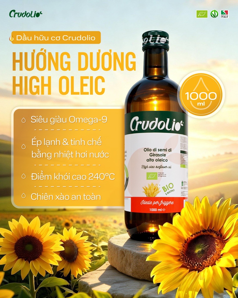 Organic Sunflower Oil High Oleic 1L Olinalli/ Sungarden/ Crudolio