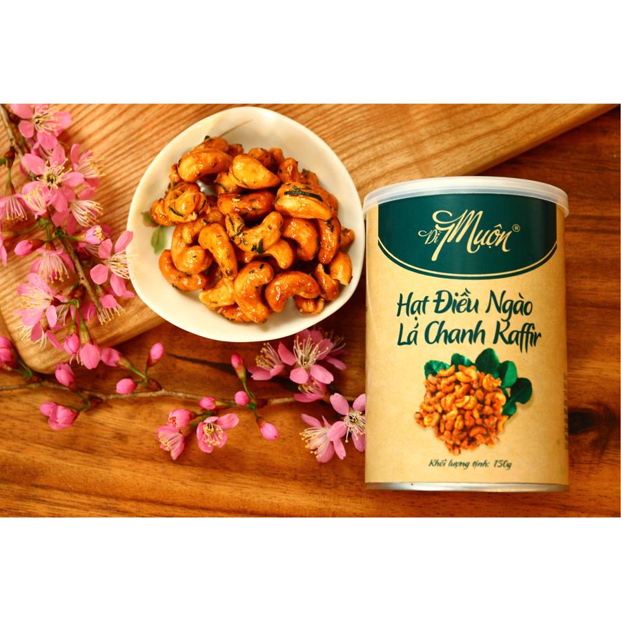 Hạt điều ngào lá chanh kaffir dì 7 muộn lon giấy 150gr