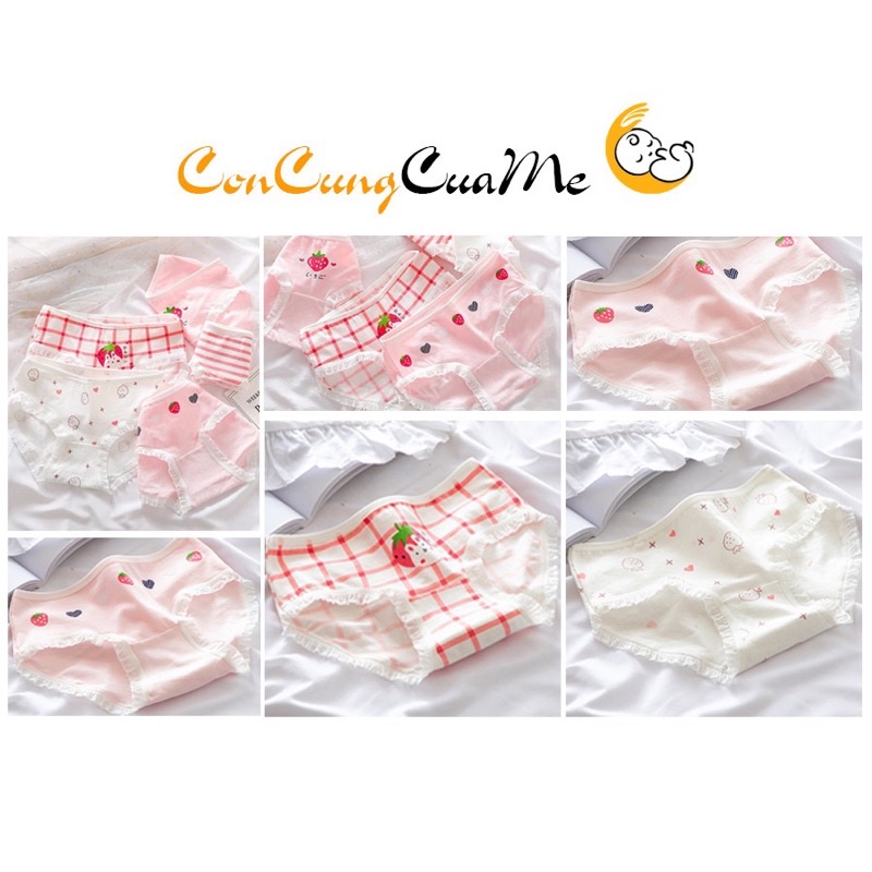 Xả set 3 quần lót bé gái size Đại 30-48kg Quần chip cho bé gái Freesize- Đủ màu hồng, trắng xinh xắn