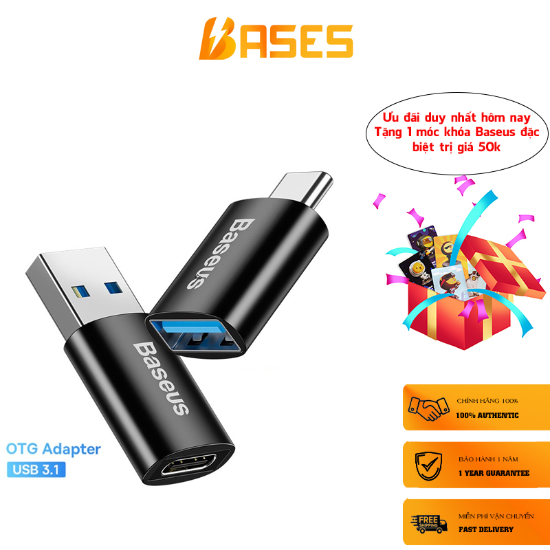 Đầu chuyển OTG  FREESHIP  Type C to USB 3.1 tốc độ cao Baseus Ingenuity