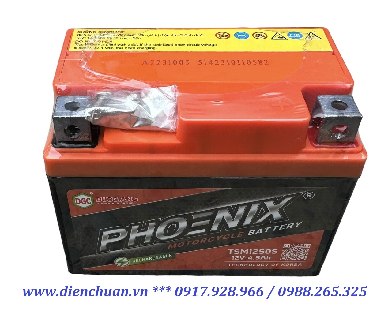 Ắc quy xe máy Wave Cuxi, Exciter, Future, Lexam, Mio, Nouvo, Nozza, SNA  Phoenix TSM1250S ( 12V4.5Ah)
