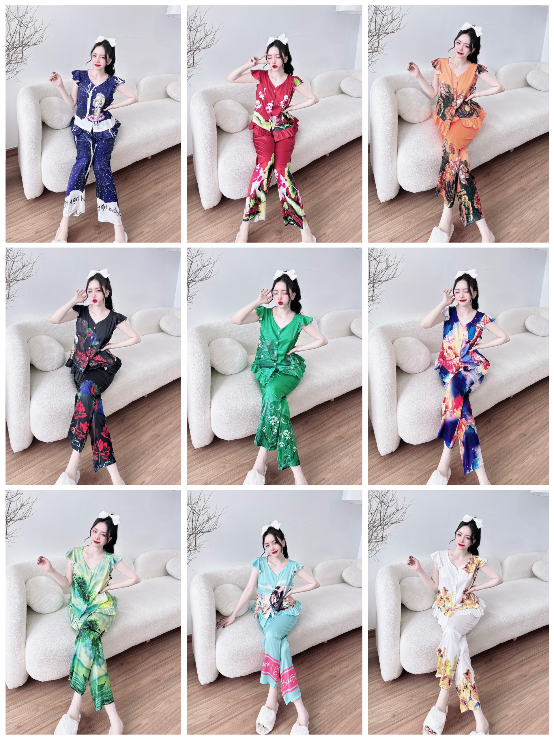 Bộ lụa tnqd bèo vai thiết kế cao cấp
