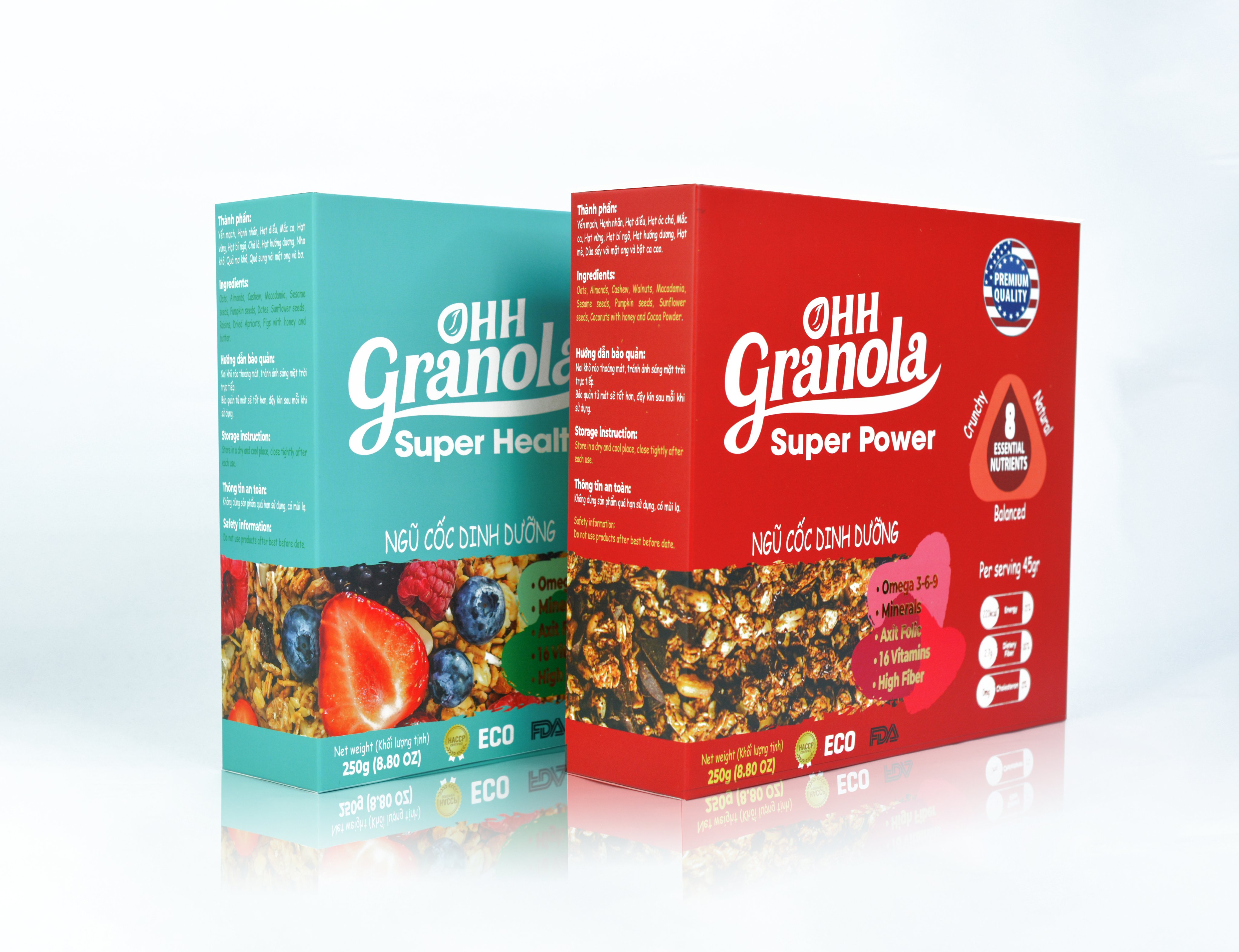 [HCM][Combo 2 Hộp Ngũ Cốc Hạt Giảm Cân + Ngũ Cốc Tăng Cân Tăng Cơ Hộp 250g] yến mạch mắc ca hạt óc chó Ohh Granola Theo tiêu chuẩn FDA - Hoa Kỳ Fruits and chocolate granola eat clean Quality of FDA approved