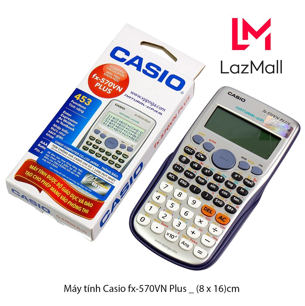 Lazada Siêu Sale Toàn Sàn Máy tính Casio FX 570VN PLUS FX 570VN Hàng Mới Fullbox Hàng Thái Lan chuyên dụng cho học sinh cấp 3 với 453 chức năng màn hình thể hiện 15 số và hiển thị như sách giáo khoa