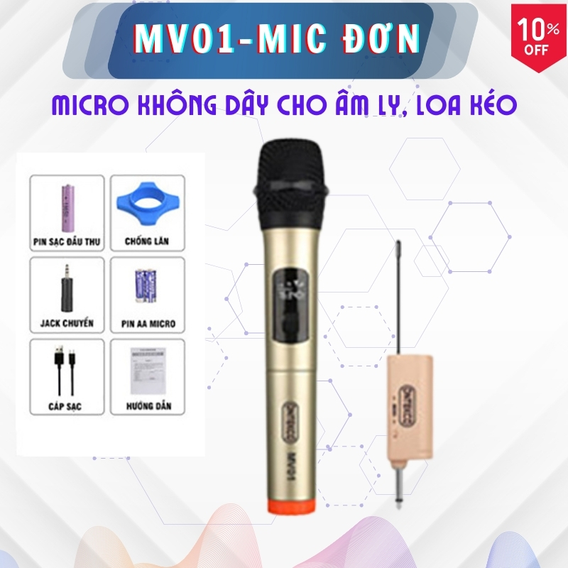 micro karaoke không dây  chuyên loa kéo, âm ly, micro pin tiểu, cục thu pin sạc Có cổng chuyển đổi 3.5mm