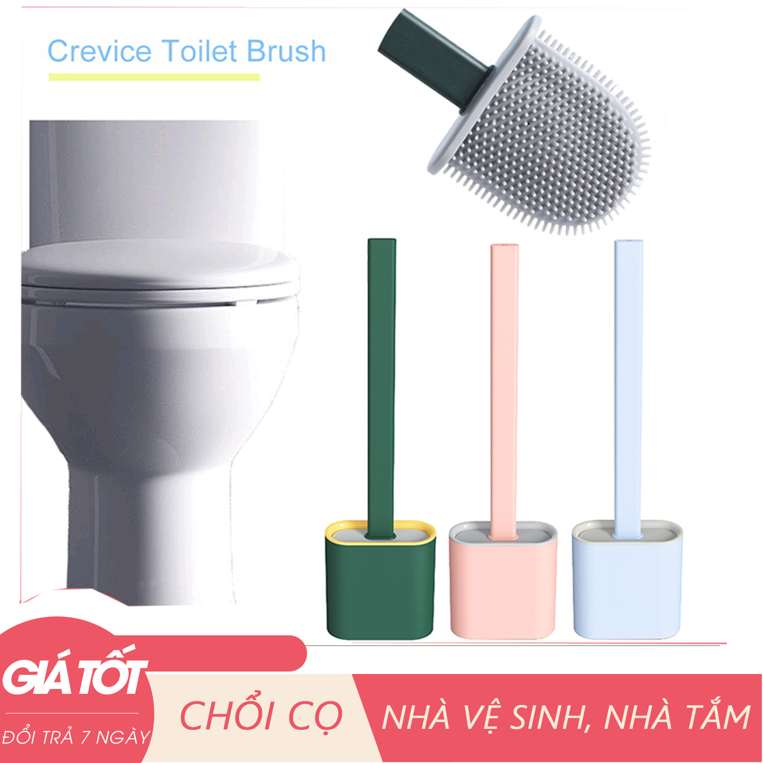 Chổi cọ nhà vệ sinh - Chổi cọ bồn cầu - Cây bàn chải chổi cọ chà rửa vệ sinh bồn cầu toilet brush bằng silicon kèm hộp đựng dán tường - CỌ VỆ SINH SILICON, CHỔI CHÀ TOILET SILICON (Màu ngẫu nhiên)