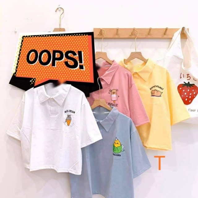 Áo polo croptop in con vật TT12