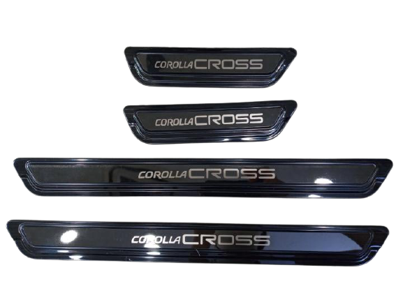 Ốp bậc cửa, Nẹp bước chân Titan trong ngoài cho xe Toyota Corolla Cross 2020, bảo vệ chống xước cửa có băng dính 3M kèm theo, phụ kiện xe corolla cross