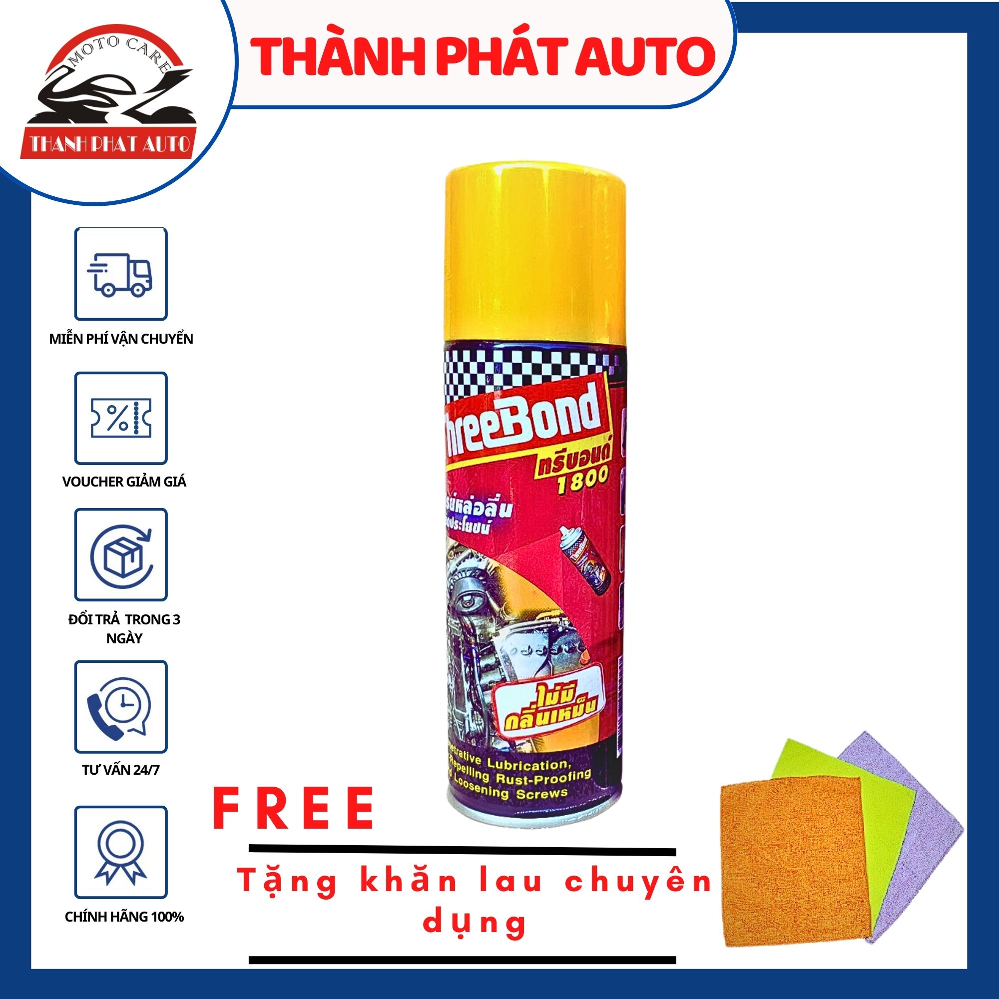 [HCM]Chai xịt rửa sên ThreeBond Thailand 400ml Tặng khăn lau chuyên dụng