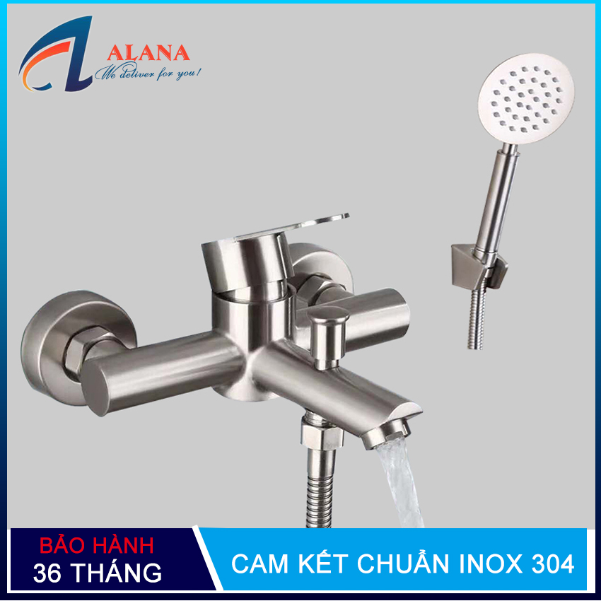 Bộ sen vòi tắm nóng lạnh OS810S chất liệu inox 304 nguyên khối + Dây dẫn nước vòi sen + Tay sen tròn + Gác tay sen