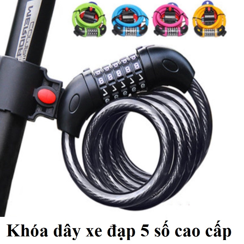 Khóa dây xe đạp chống trộm ổ khóa mật mã 5 số