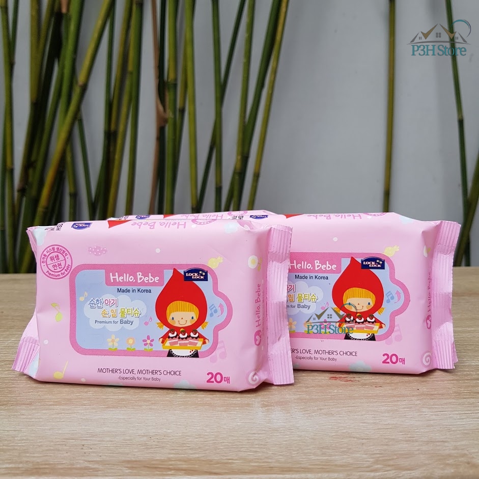 Combo 5 gói khăn giấy ướt không mùi 20 tờ Lock&Lock Hello Bebe dể dàng mang theo hàng ngày HBB812