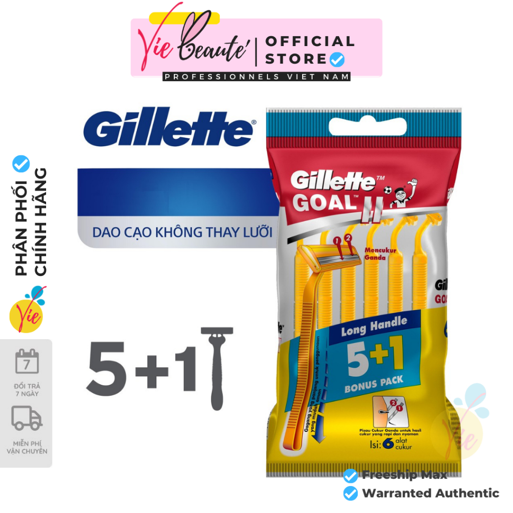 Dao cạorâu gillette cán vàng túi 5 + 1 cái - dao cạo gillette super thin ii