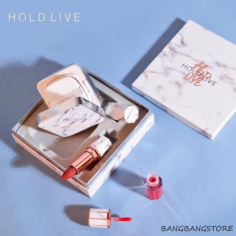 Bộ 3 món hold live son kem , son sáp , phấn nước hold live marble silklight three piece holdlive no.hl267