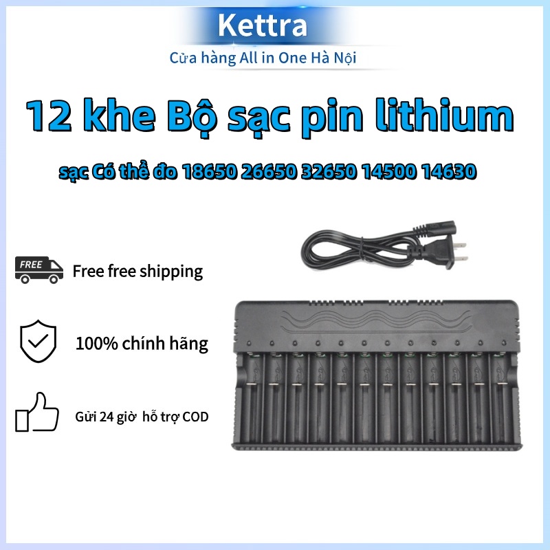 Bộ sạc đa chức năng 18650 12 khe, sạc nhanh, pin lithium 3.7v 4.2v đèn pin, sạc có thể đo 18650 26650 32650 14500 14630 vv
