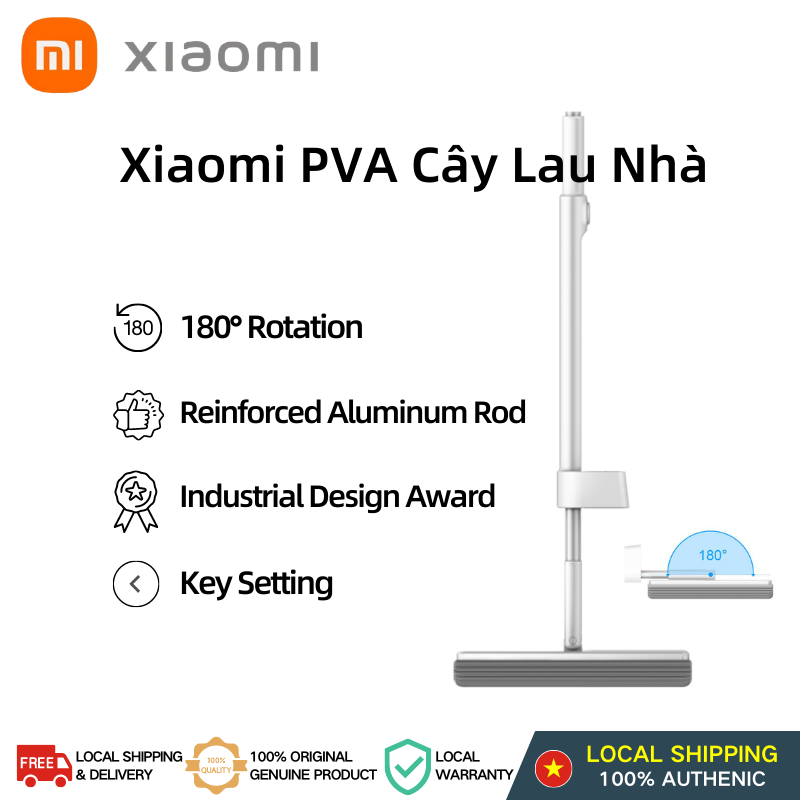 Xiaomi Cây Lau Nhà PVA Đầu Cây Lau Nhà Thay Thế Xoay 180 độ Nút Giữ Thẳng