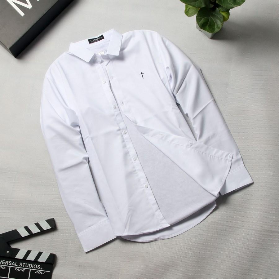 [HCM]Áo sơ mi trắng nam tay dài vải mịn SS401 shop SUNSUN chuyên áo sơ mi hàn quốc
