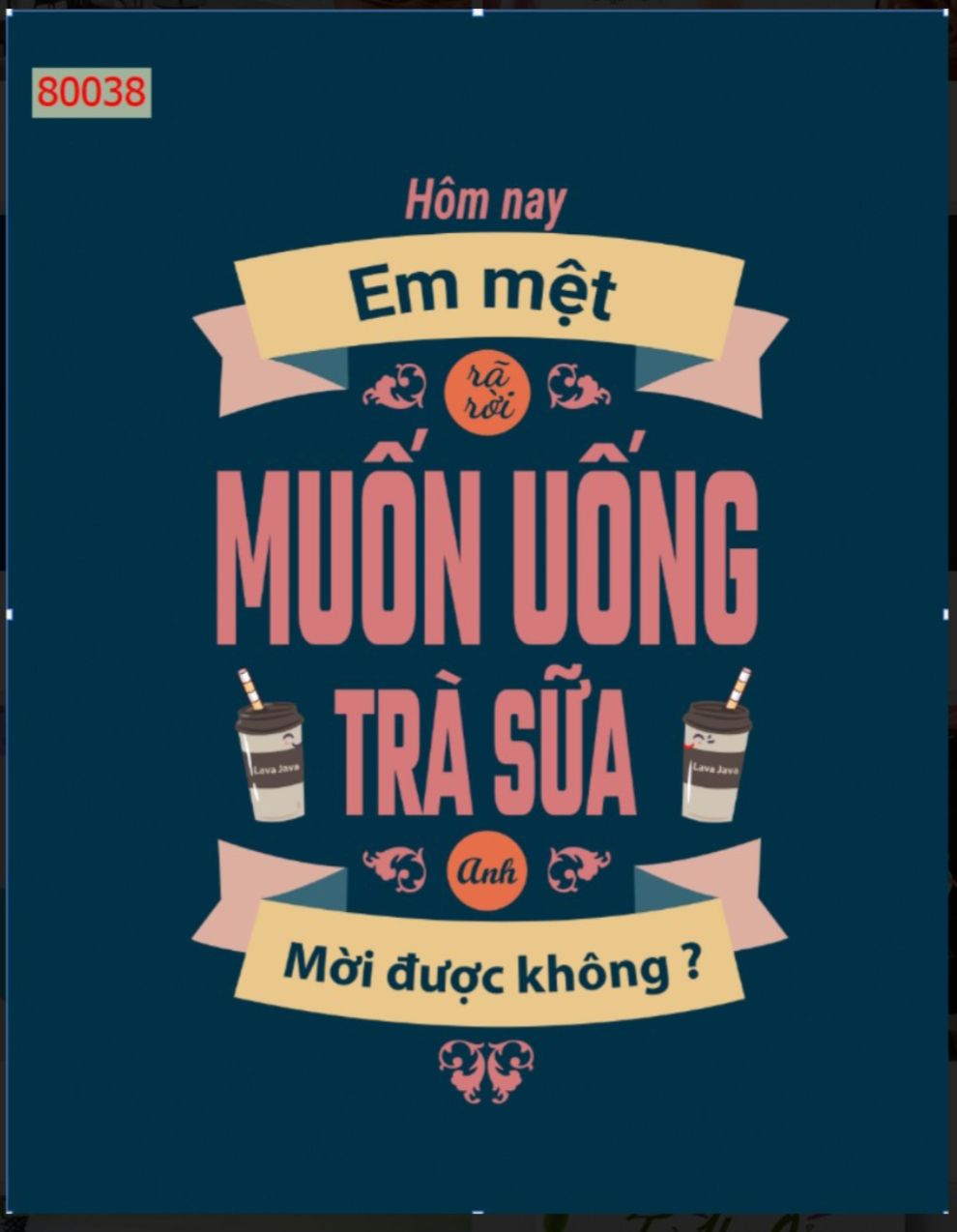 tranh dán tường 3D quán trà sữa