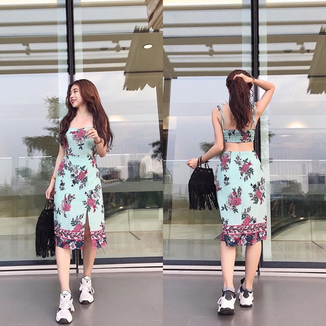 Đầm hoa 2 dây lụa nhập xịn xò dã man nhà móm store đây ạ