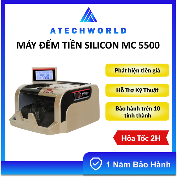 Máy đếm tiền thế hệ mới silicon mc 5500 - hàng chính hãng - bh 12 tháng - có xuất vat