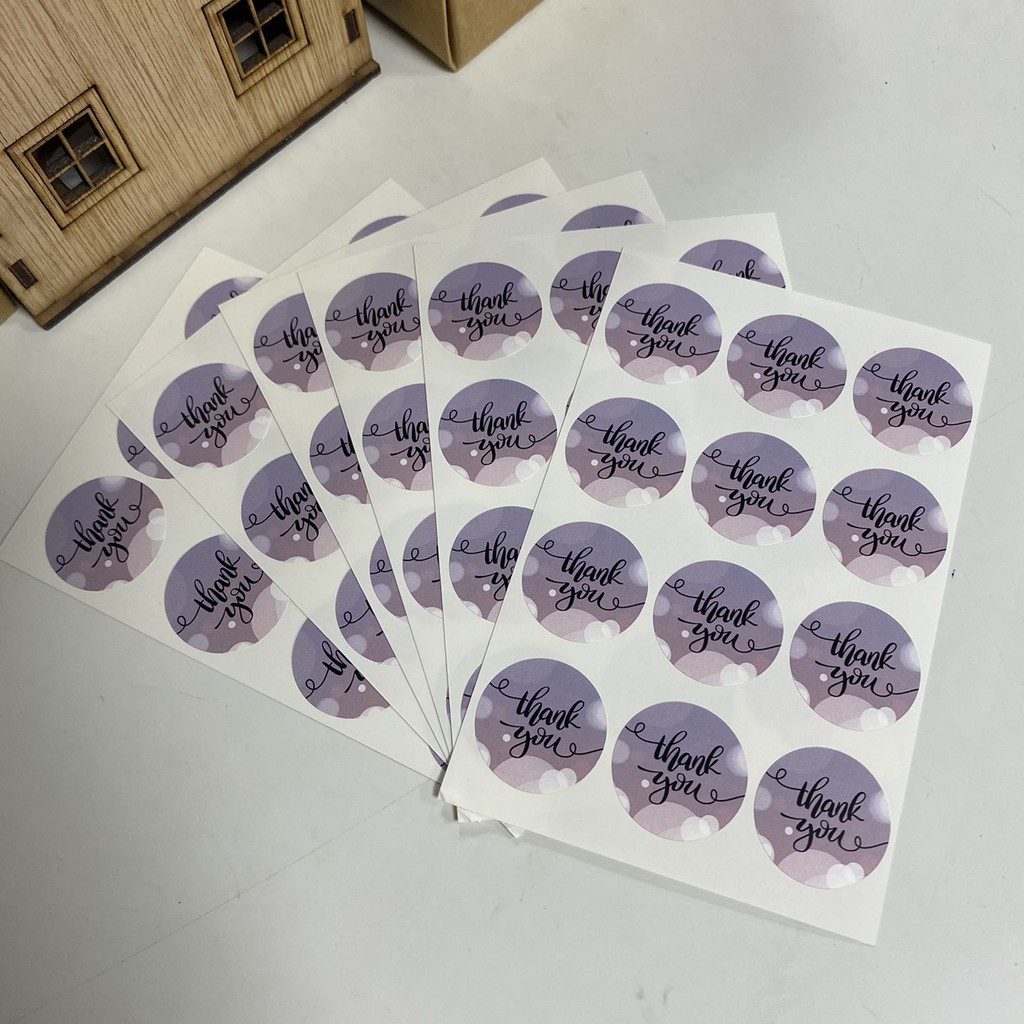 Set 12 nhãn dán tròn 30mm thank you sticker pvc, đa dạng mẫu mã, sticker thank you, sticker cảm ơn, decal tem nhãn dán