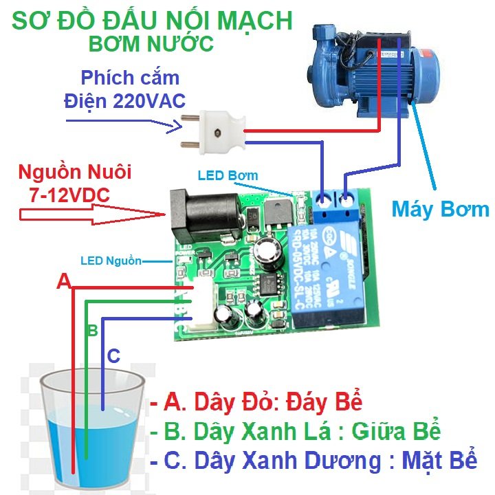 Mạch điều khiển bơm nước tự động dkne555