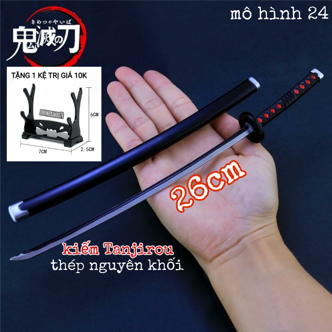   THÉP ĐẶC  Mô hình Nhật Luân kiếm TANJIROU ĐEN Kimetsu no Yaiba Demon Slayer Nichirin nichirinto Tanjirou kamado thép đặc katana nhật thanh gươm diệt quỷ 