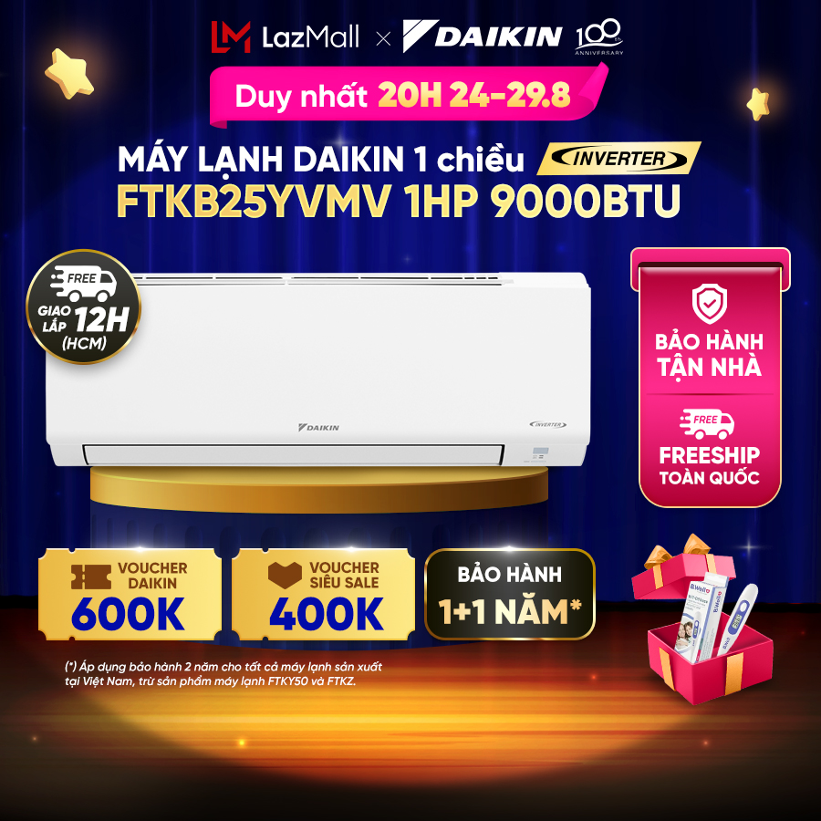 - mới 2024-máy lạnh/điều hòa daikin inverter 1 chiều ftkb25yvmv 1hp