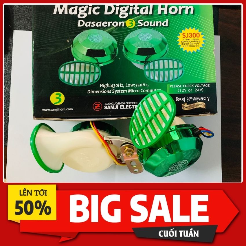 [XE TẢI] Kèn Ngân Còi Ngân Xịn Sò Hàn Quốc SAMJI 12V 24V Xịn Sò