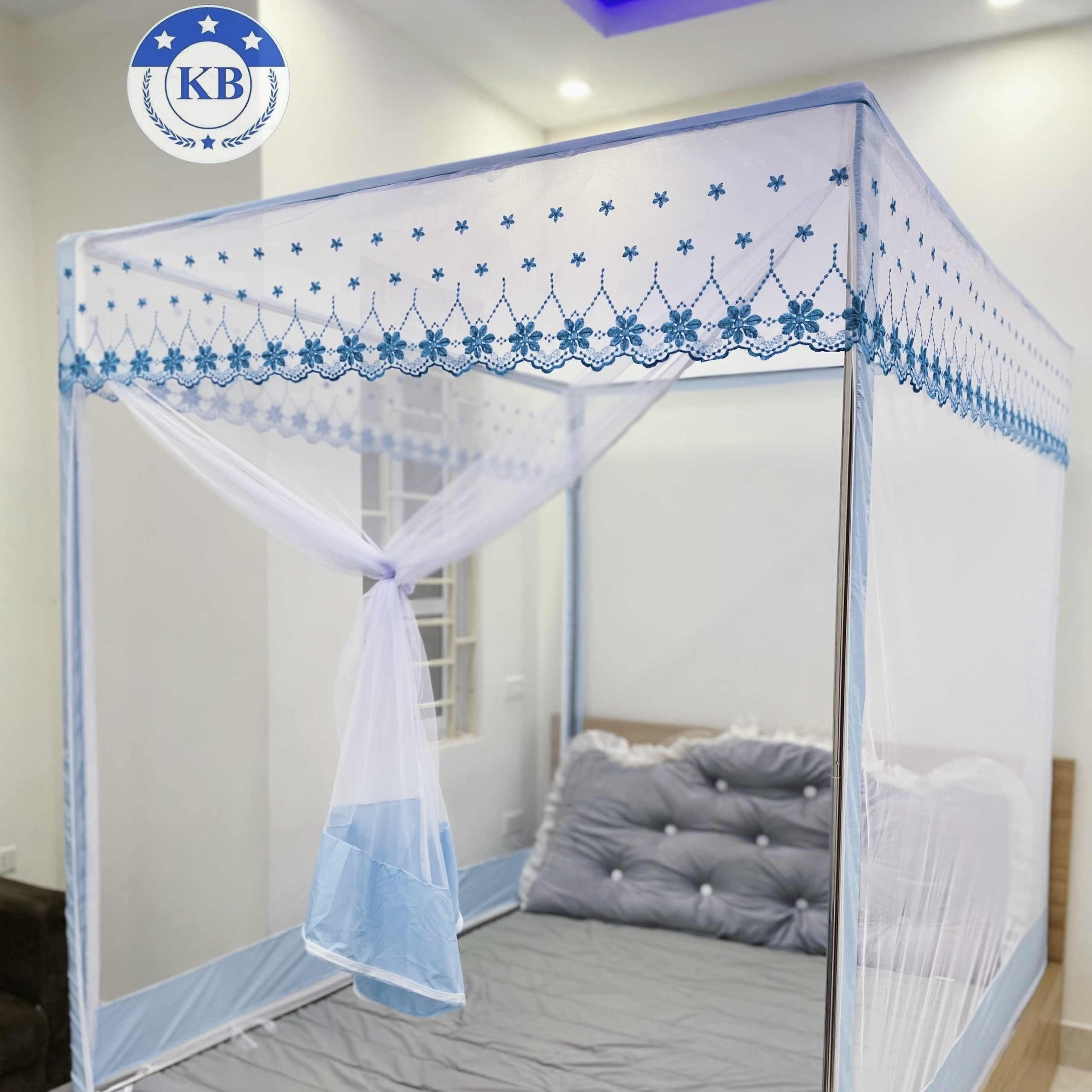 Màn khung vuông ngủ cao cấp không cần khoan tường đủ kích thước 1m, 1m2, 1m4, 1m6, 1m8, 2m2