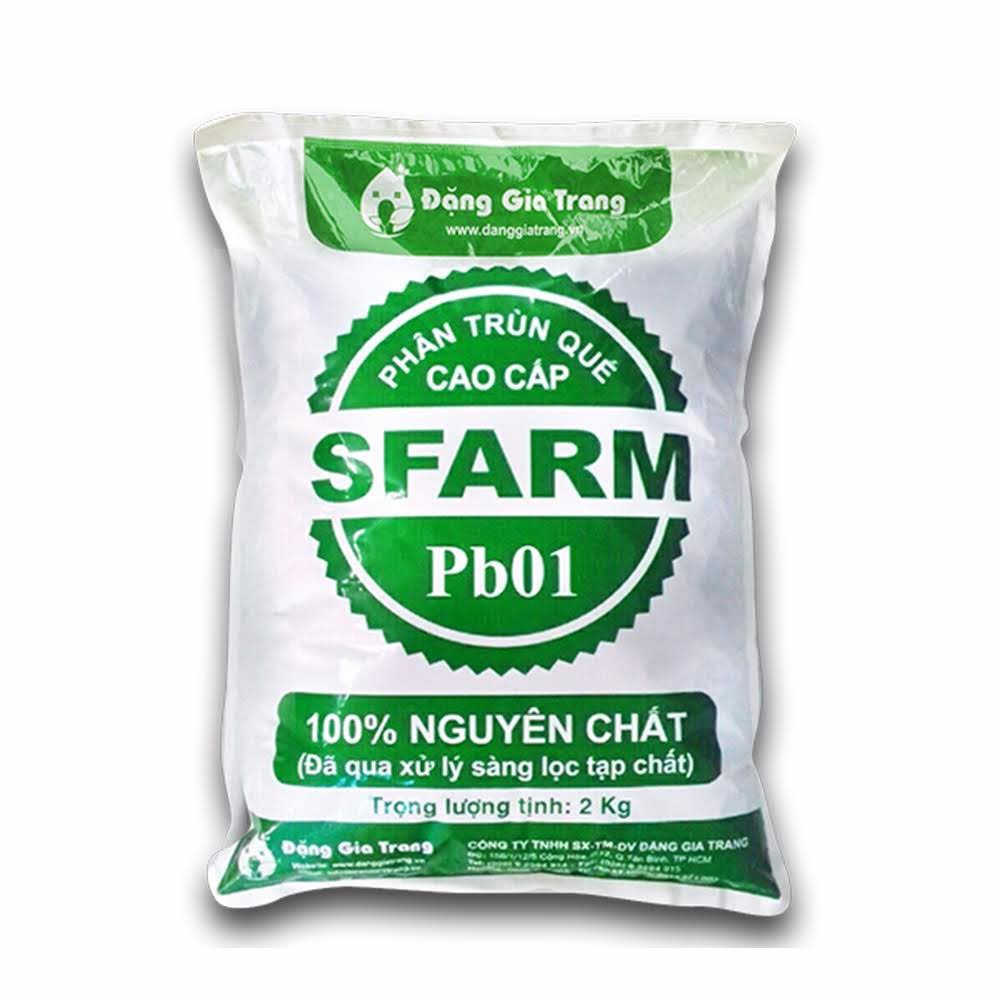 Phân trùn quế SFARM - 2KG - phân bón hữu cơ trồng cây, trồng rau, cây cảnh nội thất, cây hoa kiểng, phong lan