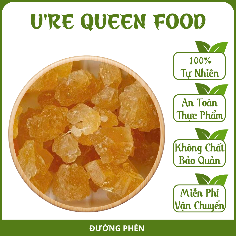 [TÚI 500GR] Đường Phèn Không Tẩy Nguyên Chất Nghệ An, Đường Phèn Kết Tinh Tự Nhiên Từ Mật Mía Nghệ An Vị Thơm Ngon Tự Nhiên, Không Chất Bảo Quản - U're Queen Food