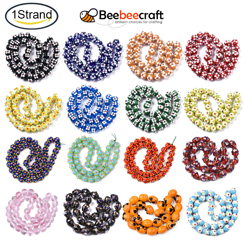 Beebeecraft 1 sợi Làm bằng tay làm đèn Chuỗi hạt Hoa làm bằng tay Vòng hạt rời cho chuỗi hạt Mân Côi Làm đồ trang sức Làm đồ thủ công