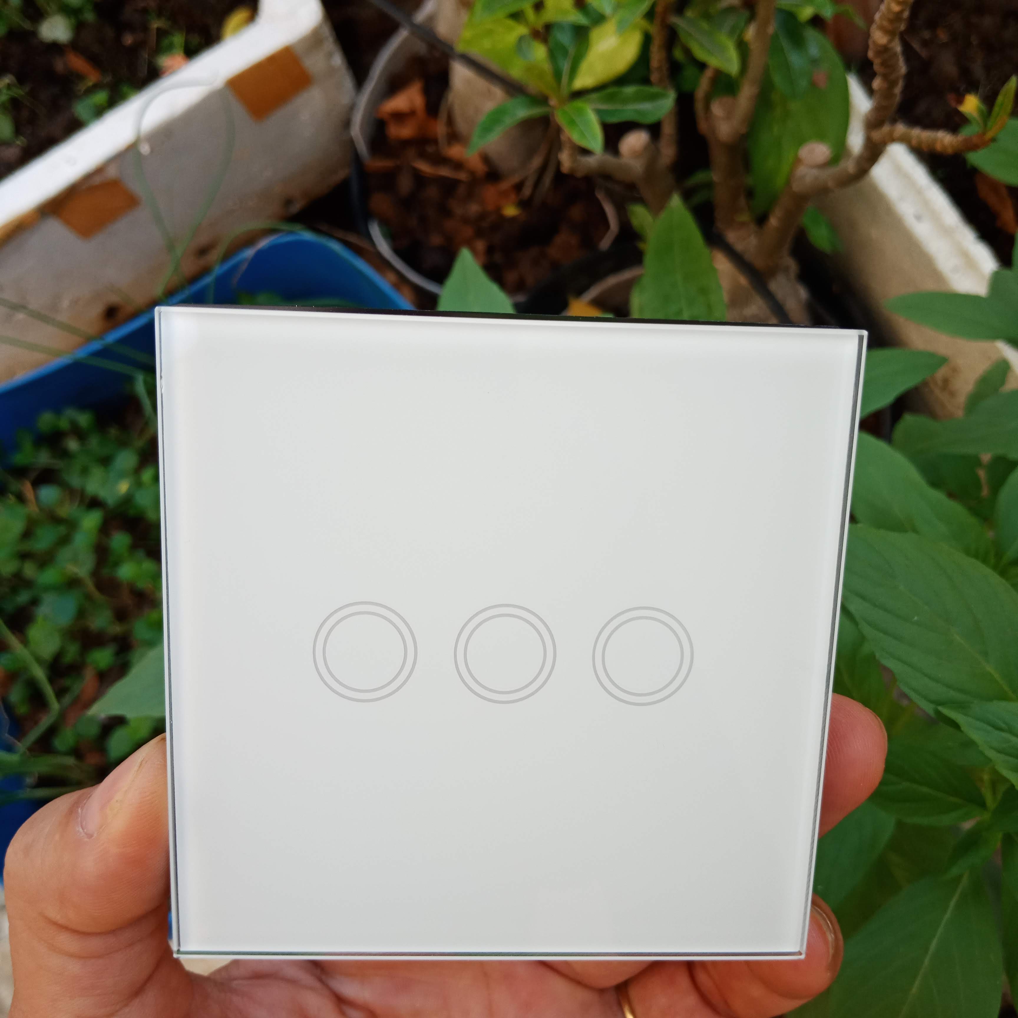 Công Tắc 3 nút Phát Sóng RF 433Mhz Cảm Ứng Mặt Kính - Điều khiển từ xa