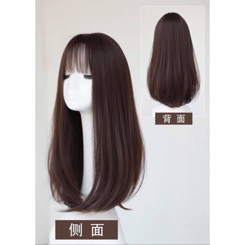 Tóc giả nữ cả đầu ❤️ Tóc giả nguyên đầu cụp dài 40cm