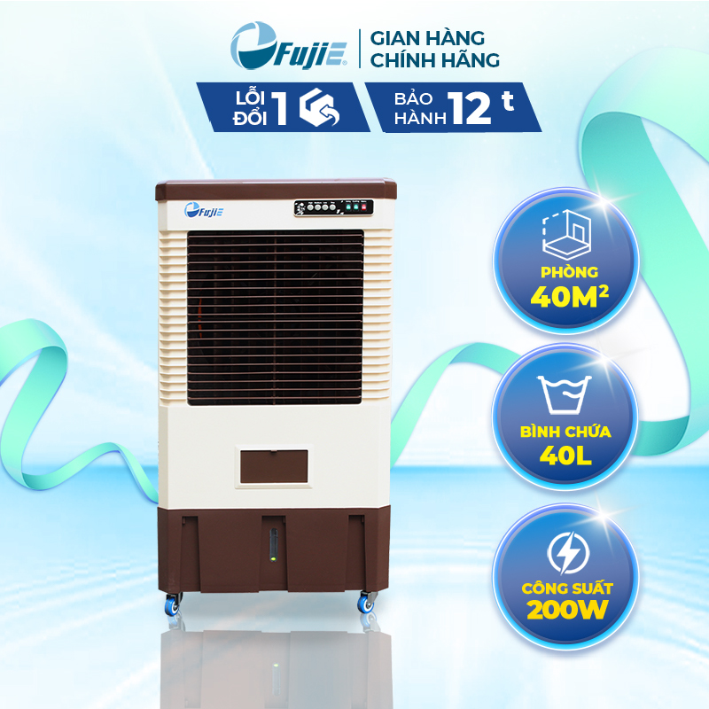 Máy làm mát không khí FujiE AC-40C bể chứa nước lớn 40L, Quạt điều hòa công nghiệp