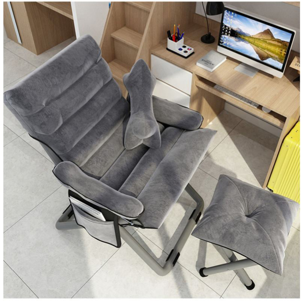 Ghế tựa lưng thư giãn, thiết kế tinh tế khung kim loại chắc chắc, Ghế xếp thư giãn, ghế ngồi đọc sách xem phim, kèm gác chân - Bảo Hành 1 Năm