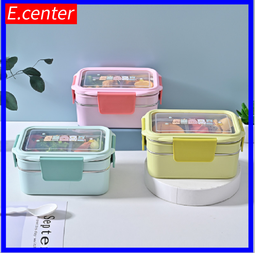 [KÈM TÚI+ THÌA]Hộp cơm trưa inox hai tầng giữ nhiệt