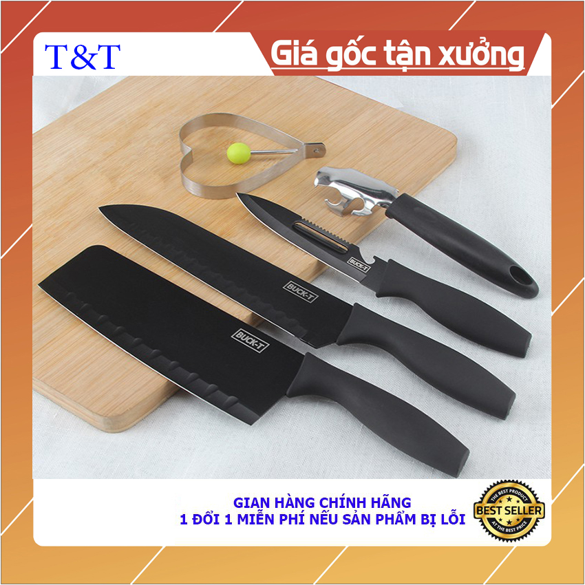 Bộ dao 5 món buck black cao cấp bộ dao cắt gọt tỉa được bọc thép chống gỉ siêu bén siêu bền