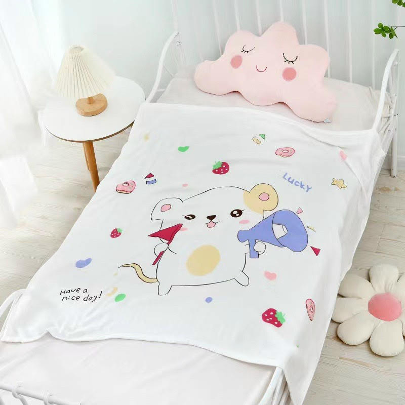 Chăn lụa mùa hè cotton xuất hàn 1m x1m2 siêu mềm mát lạnh