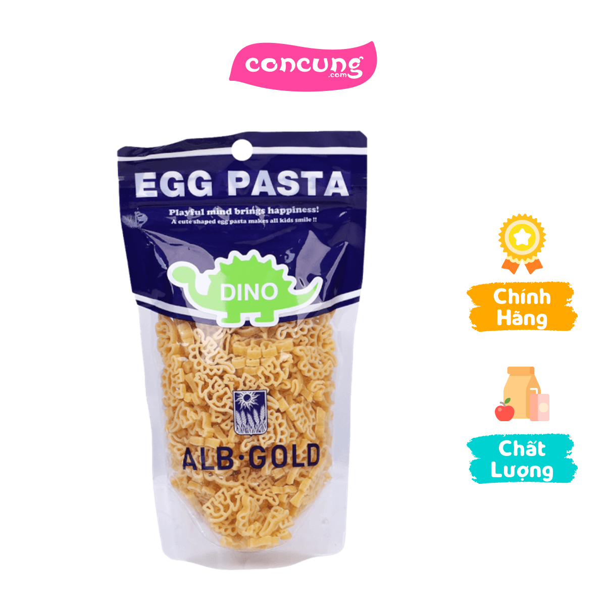 Mì nui trứng Egg Pasta hình khủng long 90g