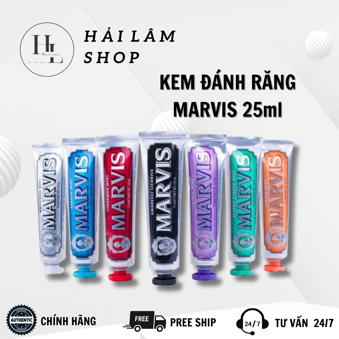 Kem dánh răng marvis toothpaste 25ml - nhiều mùi hương nữ trắng răng đánh răng