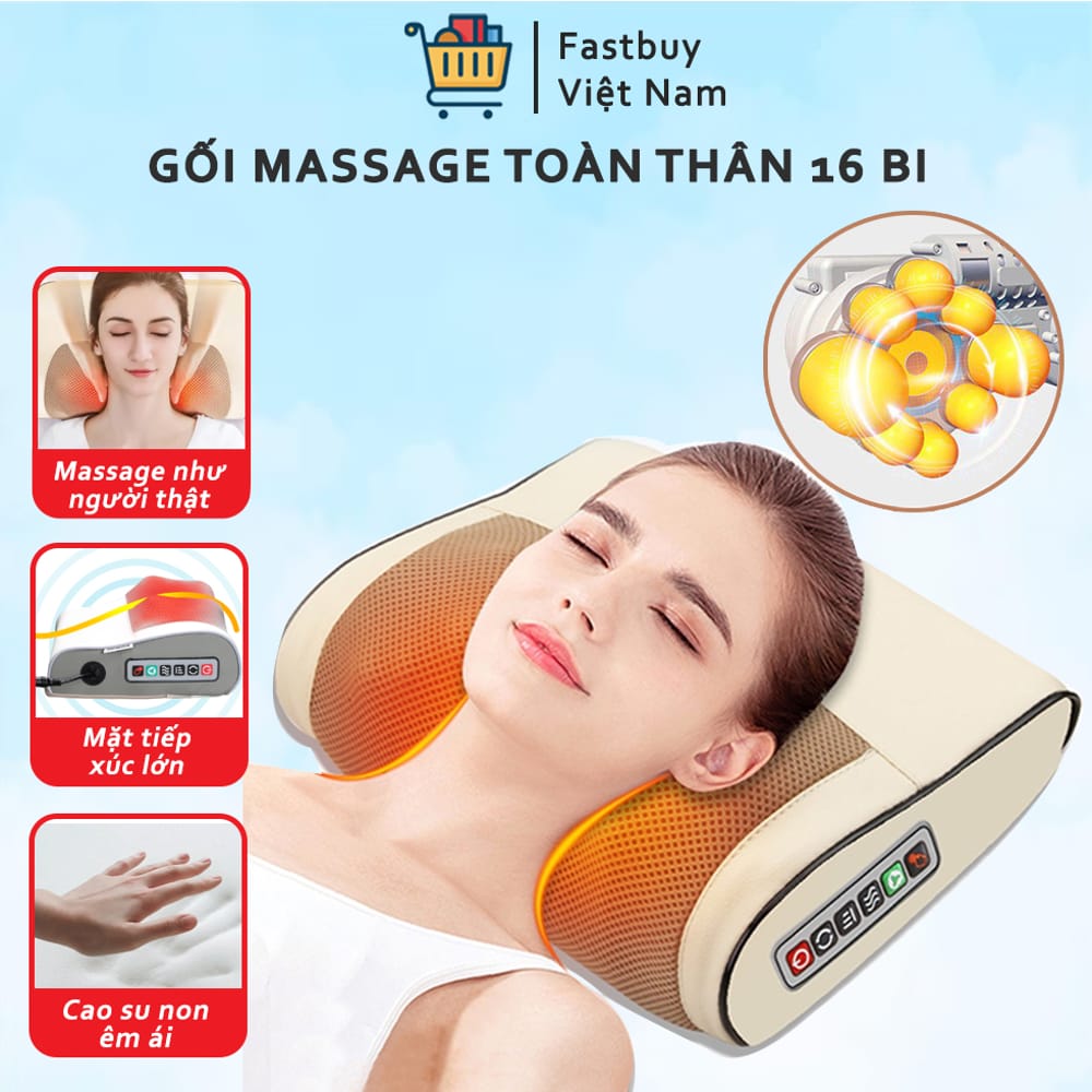 Gối Massage Cổ Vai Gáy Gối Mát Xa Cổ Vai Gáy Hồng Ngoại Loại 1 Công Nghệ Nhật Bản Hỗ Trợ Mát Xa Toàn Thân