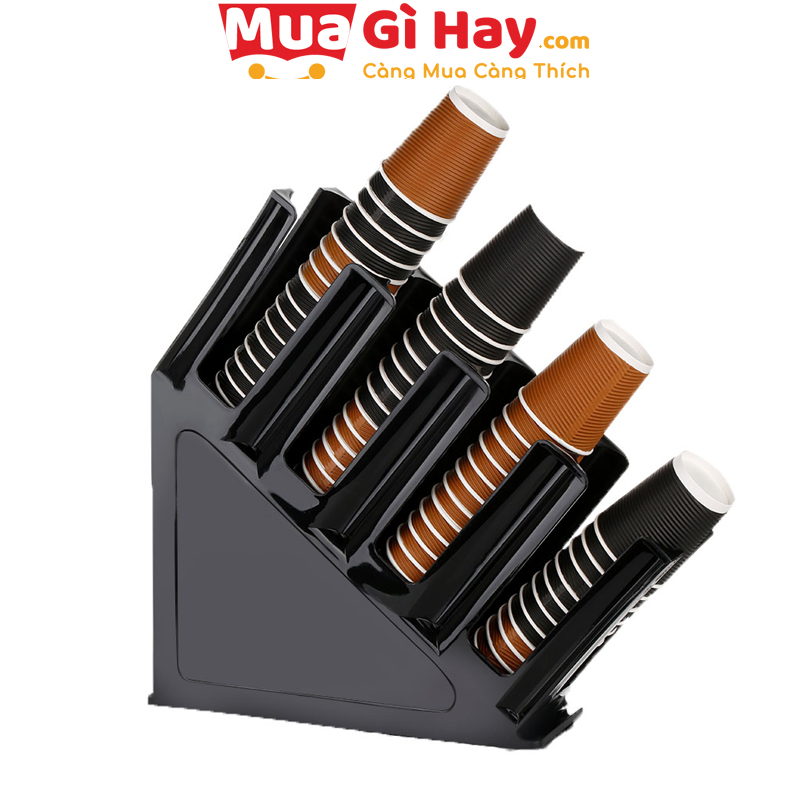 Kệ mika đựng cốc trà sữa màu đen úp ly ngăn to rộng - ABS Cao Cấp