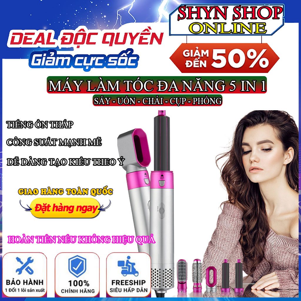 Máy làm tóc 5 in 1 có 3 mức nhiệt tùy chỉnh, máy sấy tóc mini loại tốt, máy uốn tóc mini, máy uốn tóc sóng lượn, lược điện chải tóc, Máy sấy tóc cao cấp, máy tạo kiểu tóc đa năng, máy uốn tóc xoăn tự động, Máy sấy uốn xoăn