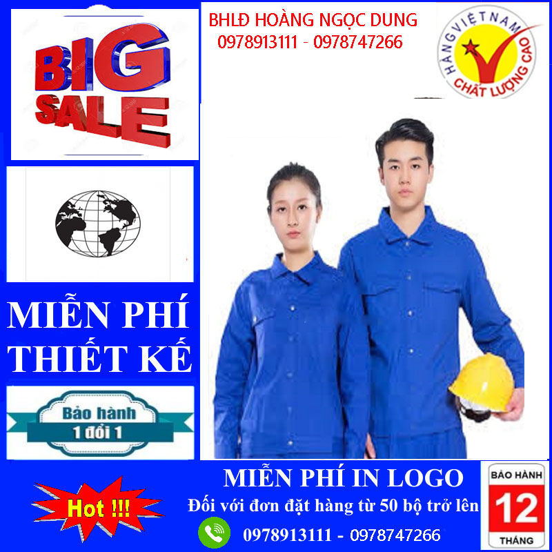 Đồng phục bảo hộ lao động , quần , áo bảo hộ lao động vải kaki loại 1 màu màu xanh dương