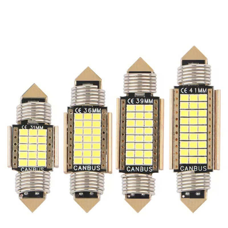 LED trần ô tô gắn nóc xe full size 28mm 31mm tản nhiệt ( giá 1 bóng sáng trắng )
